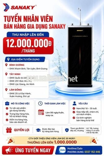🌟 TUYỂN NHÂN VIÊN BÁN HÀNG GIA DỤNG SANAKY🌟