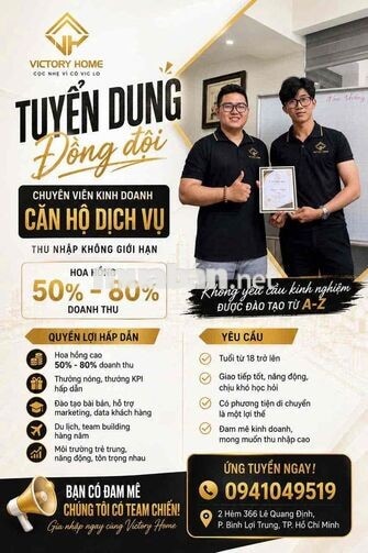 Tuyển dụng sale căn hộ dịch vụ