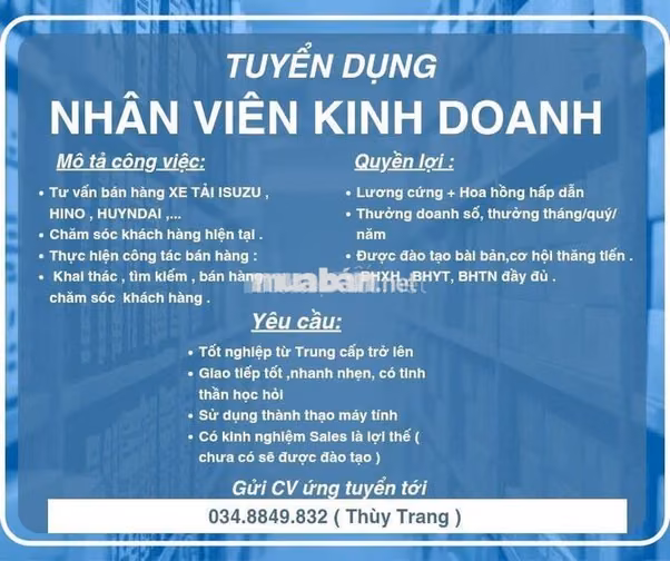 [KHÔNG CẦN KN, FREE ĐÀO TẠO, CÓ THƯỞNG] NHÂN VIÊN