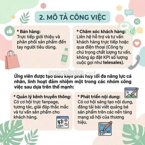 [KO CẦN KN] CTV, NGƯỜI BÁN HÀNG, TƯ VẤN SẢN PHẨM L