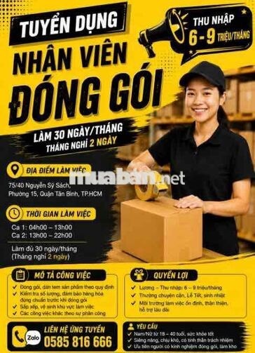 Tuyển Nhân Viên Đóng Gói Khung Ảnh Thờ