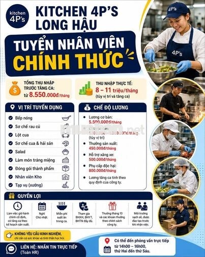 Tuyển Nhân viên sản xuất thu nhập 11tr/ tháng 