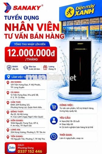 📣 SANAKY TUYỂN NHÂN VIÊN TƯ VẤN BÁN HÀNG 📣