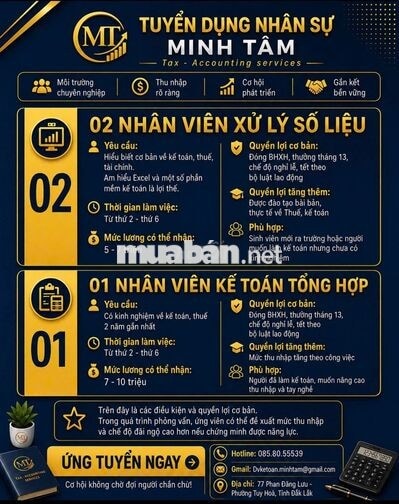 DV KẾ TOÁN MINH TÂM TUYỂN DỤNG