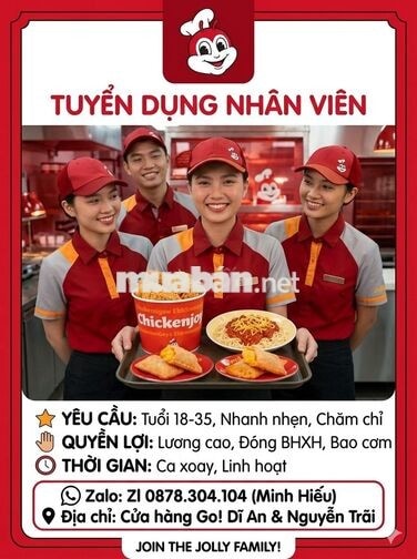 TUYỂN NHÂN VIÊN CỬA HÀNG JOLLIBEE