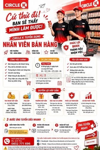 [KO KN,LÀM NGAY Q10] NHÂN VIÊN BÁN HÀNG CIRCLE K