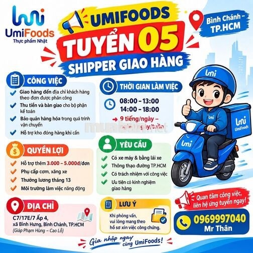 [KO CẦN KN] 05 SHIPPER GIAO HÀNG BÌNH CHÁNH