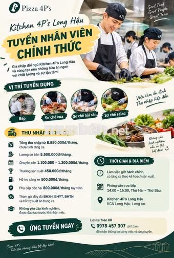 Nhân Viên Sản Xuất Không Cần KN Lương 11tr/tháng