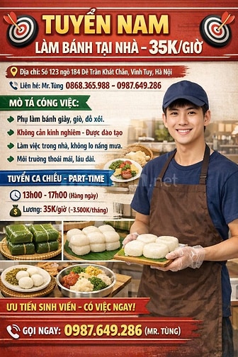  👣🏃 CẦN TUYỂN NGƯỜI LÀM – CÓ ĂN Ở TẠI NHÀ lương cao.