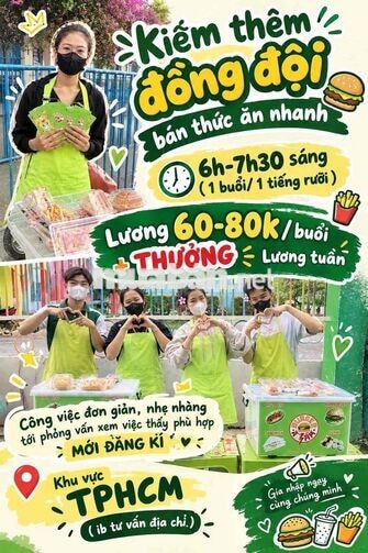 TUYỂN 5 NHÂN SỰ BÁN SUSHI TRƯỜNG HỌC 80k/1h30p