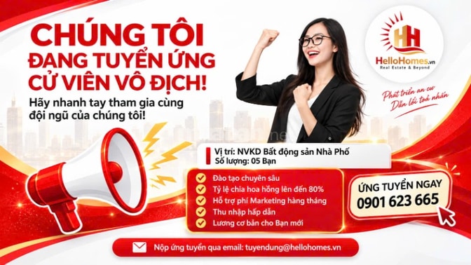 HelloHomes cần tuyển 05 nhân viên sale BĐS thu nhập cao