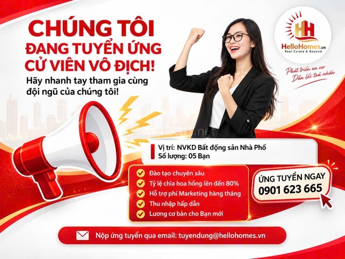 HelloHomes cần tuyển 05 nhân viên sale BĐS thu nhập cao