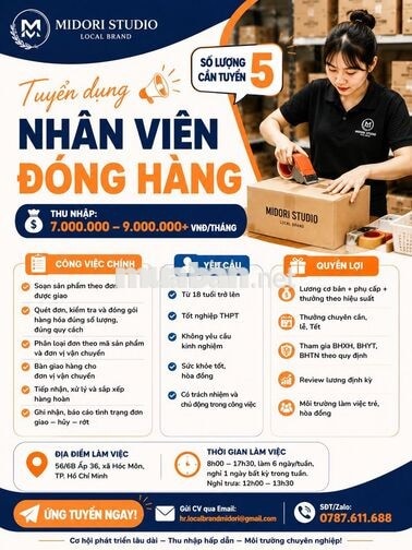 Hóc Môn - Tuyển dụng NHÂN VIÊN KHO