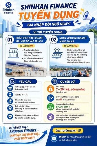 TUYỂN DỤNG NHÂN VIÊN KINH DOANH KHU VỰC GÒ VẤP