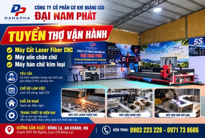 Công ty CP Cơ khí Quảng Cáo ĐẠI NAM PHÁT Tuyển dụng
