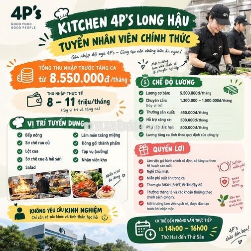 Nhân Viên Sản Xuất Thu Nhập Lên Tới 15tr/ tháng