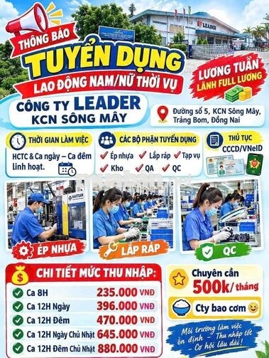 lương tuần hctc kcn sông mây trảng bom