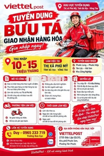 BƯU TÁ GIAO NHẬN HÀNG HÓA THỊ XÃ PHÚ MỸ