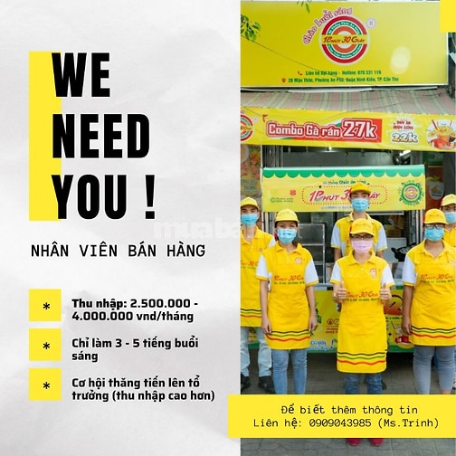 Nhân viên bán hàng ăn sáng Hệ thống 1 phút 30 giây