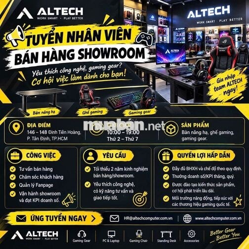 TUYỂN NHÂN VIÊN BÁN HÀNG SHOWROOM QUẬN 1