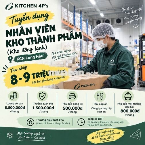 Nhân Viên Kho Đông Lạnh Thu Nhập Từ 9tr/ tháng