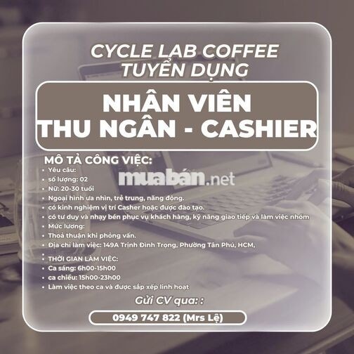 📢 CYCLE LAB COFFEE TUYỂN DỤNG