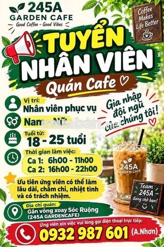 TUYỂN NHÂN VIÊN PHỤC VỤ QUÁN CAFE