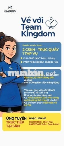 KINGDOM SPORT CLUB TUYỂN DỤNG THU NGÂN KIÊM CSKH