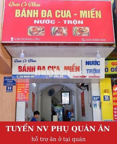 CHÍNH CHỦ TUYỂN NHÂN VIÊN QUÁN ĂN (BÁNH ĐA CUA)
