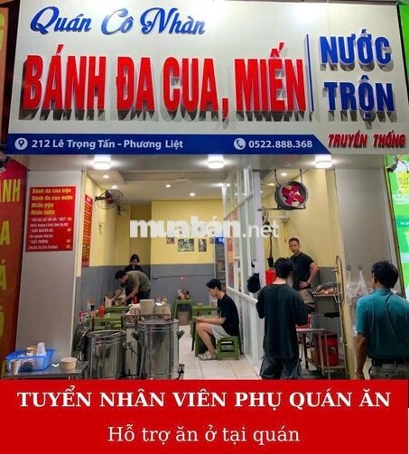 CHÍNH CHỦ TUYỂN NHÂN VIÊN QUÁN ĂN (BÁNH ĐA CUA)